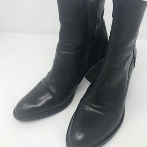 Black leather ankle boots